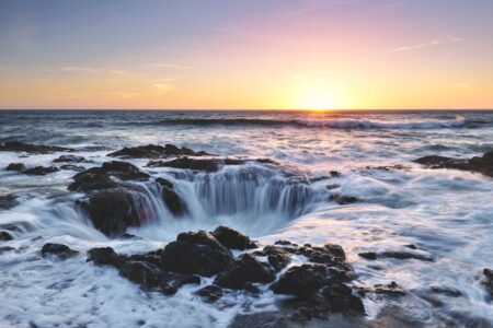 Thor's Well sunset, Cape Perpetua, Oregon